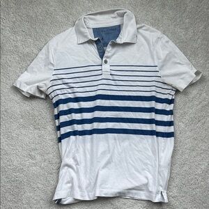 Banana Republic Navy and White Striped Polo
